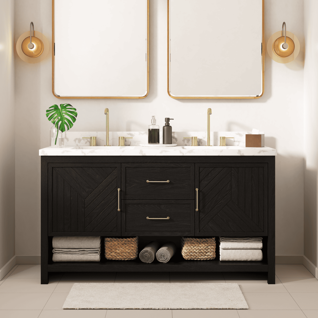 Chevron pattern vanity